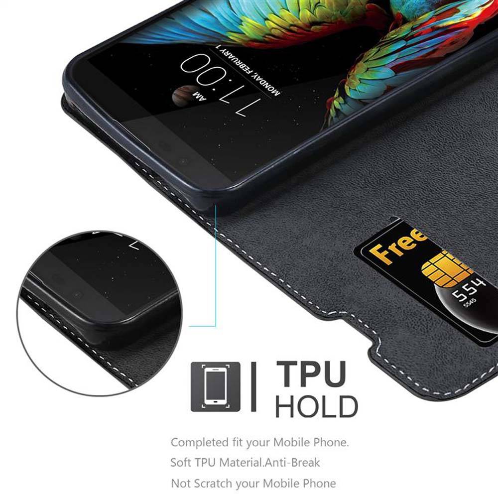 Cadorabo Hülle für LG K10 2016 Schutzhülle in Schwarz SHandyhülle Book Case Etui Kunstleder