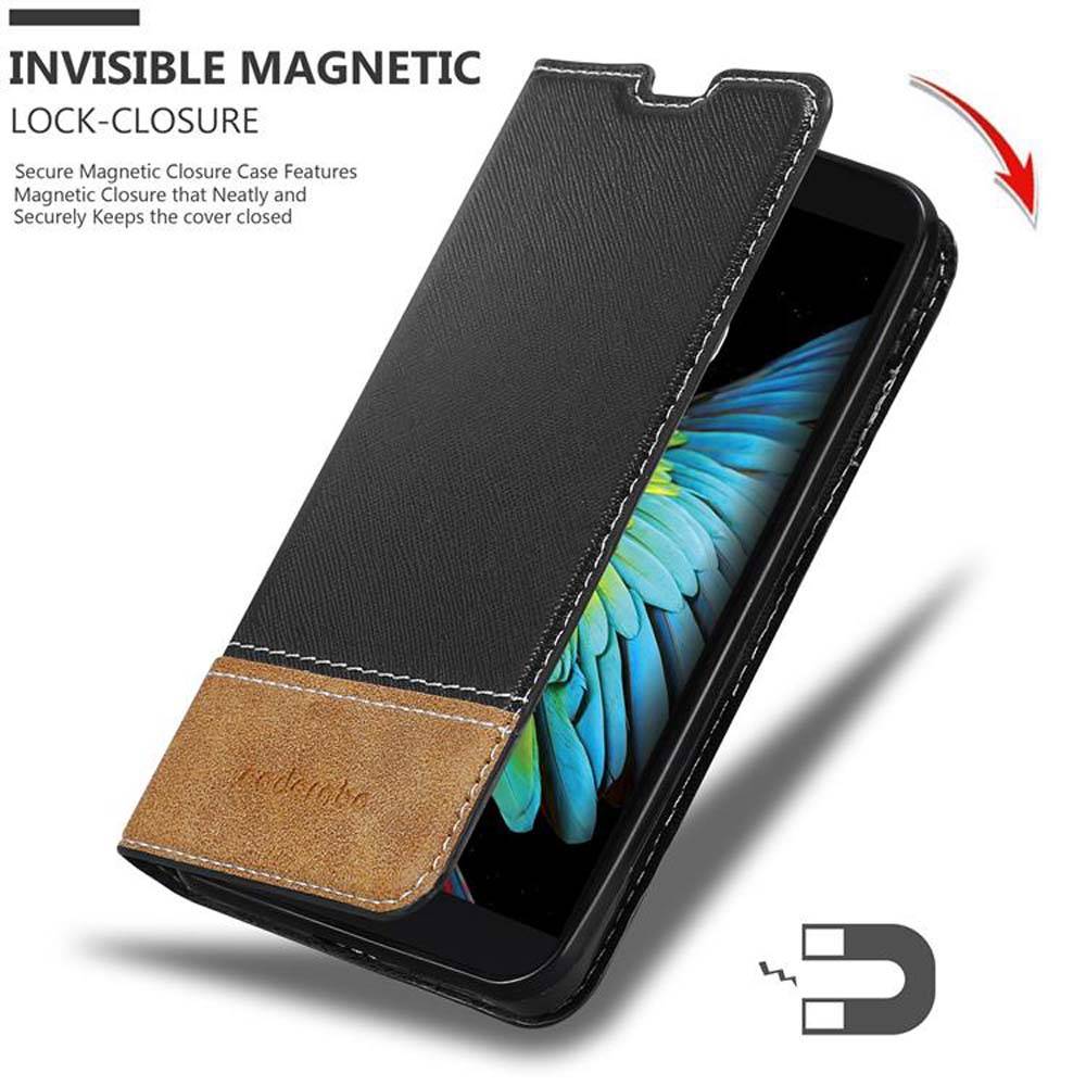 Cadorabo Hülle für LG K10 2016 Schutzhülle in Schwarz SHandyhülle Book Case Etui Kunstleder
