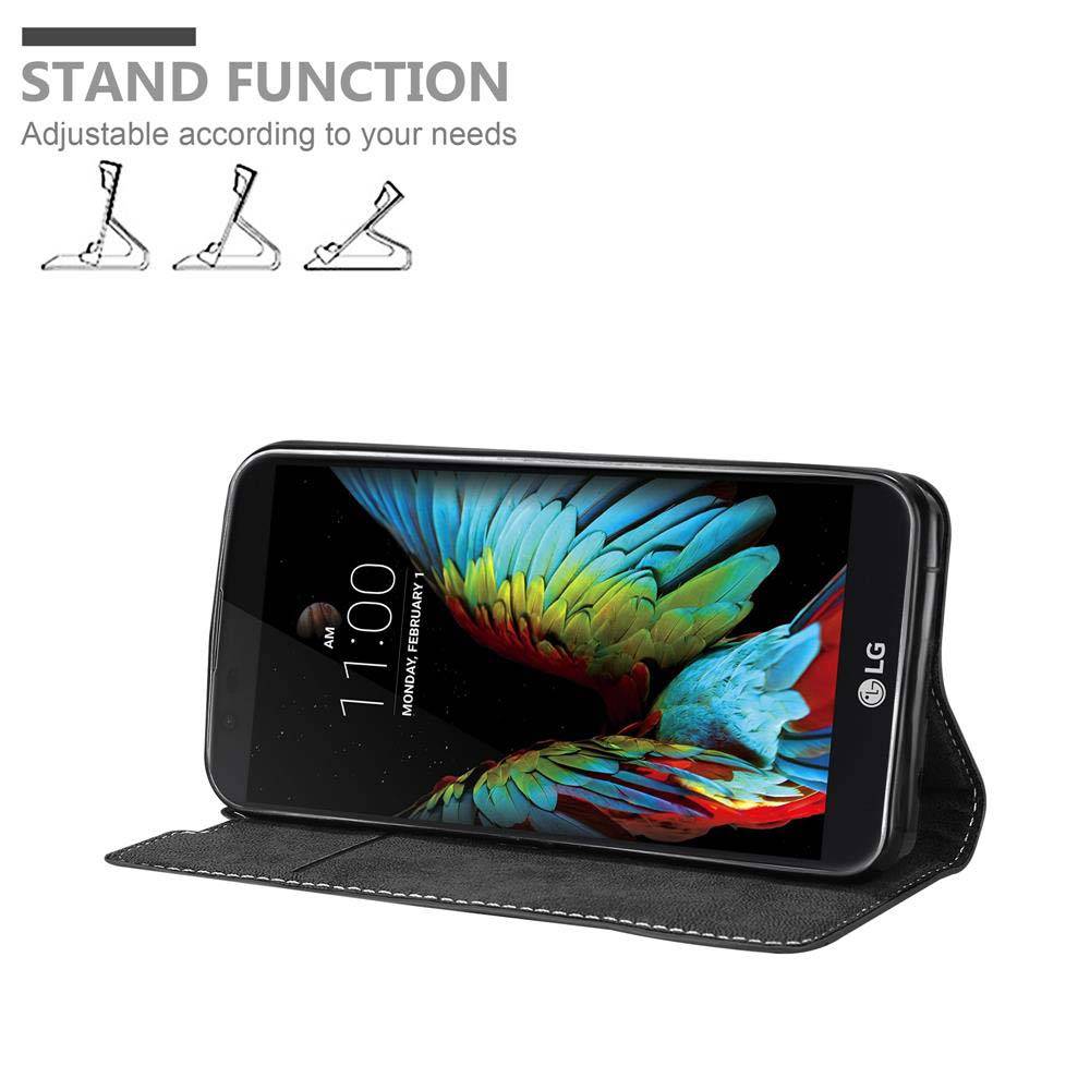 Cadorabo Hülle für LG K10 2016 Schutzhülle in Schwarz SHandyhülle Book Case Etui Kunstleder