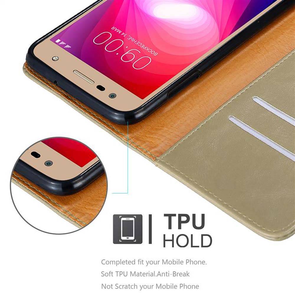 Cadorabo Hülle für LG X POWER 2 Schutzhülle in Braun Handyhülle Book Tasche Case Etui Luxury