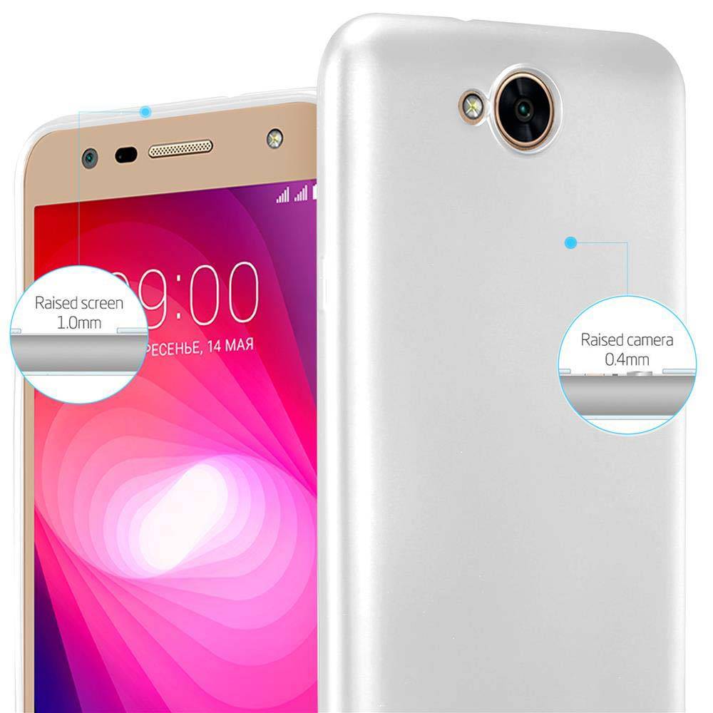 Cadorabo Schutzhülle für LG X POWER 2 Hülle in Silber Handyhülle TPU Silikon Etui Cover Case