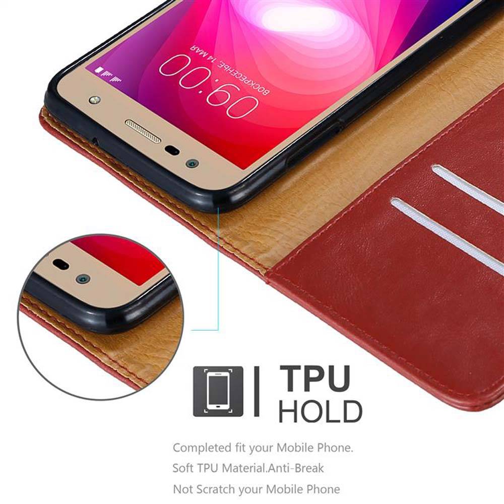 Cadorabo Hülle für LG X POWER 2 Schutzhülle in Rot Handyhülle Book Tasche Case Etui Luxury