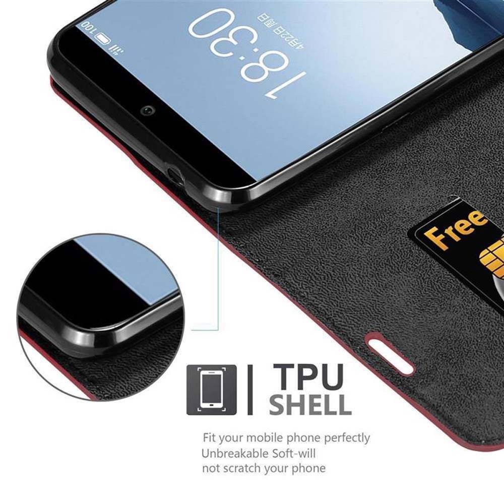 Cadorabo Hülle für MEIZU 15 Schutz Hülle in Rot Handyhülle Etui Case Cover Magnetverschluss