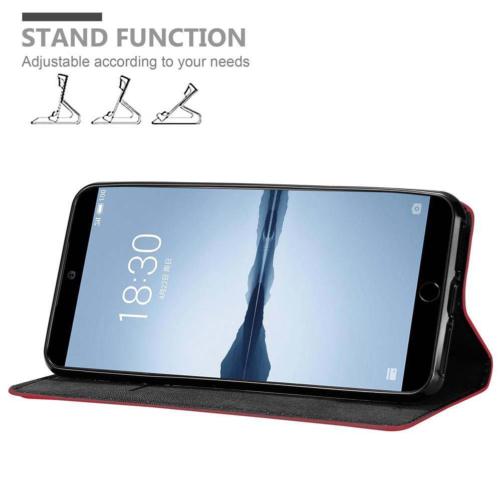 Cadorabo Hülle für MEIZU 15 Schutz Hülle in Rot Handyhülle Etui Case Cover Magnetverschluss
