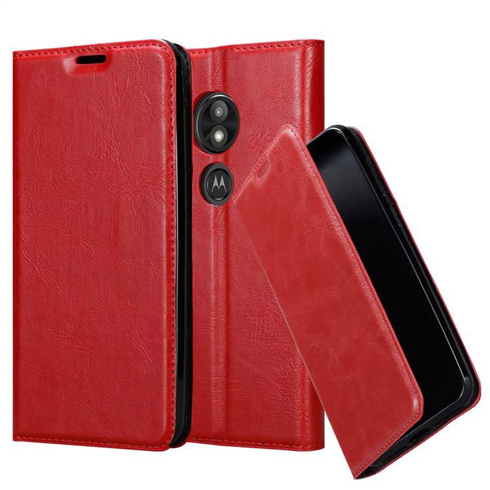Cadorabo Hülle für Motorola MOTO E5 PLAY Schutz Hülle in Rot Handyhülle Etui Case Cover Magnetverschluss
