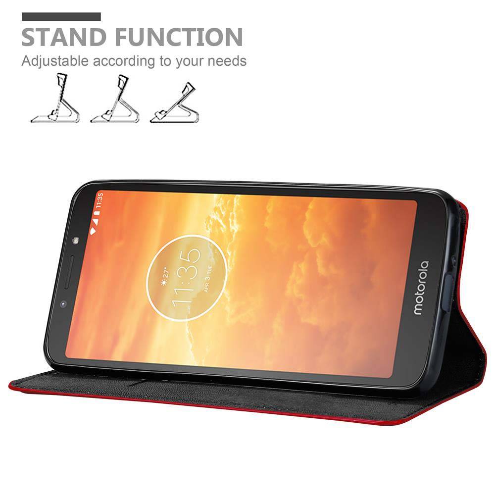Cadorabo Hülle für Motorola MOTO E5 PLAY Schutz Hülle in Rot Handyhülle Etui Case Cover Magnetverschluss