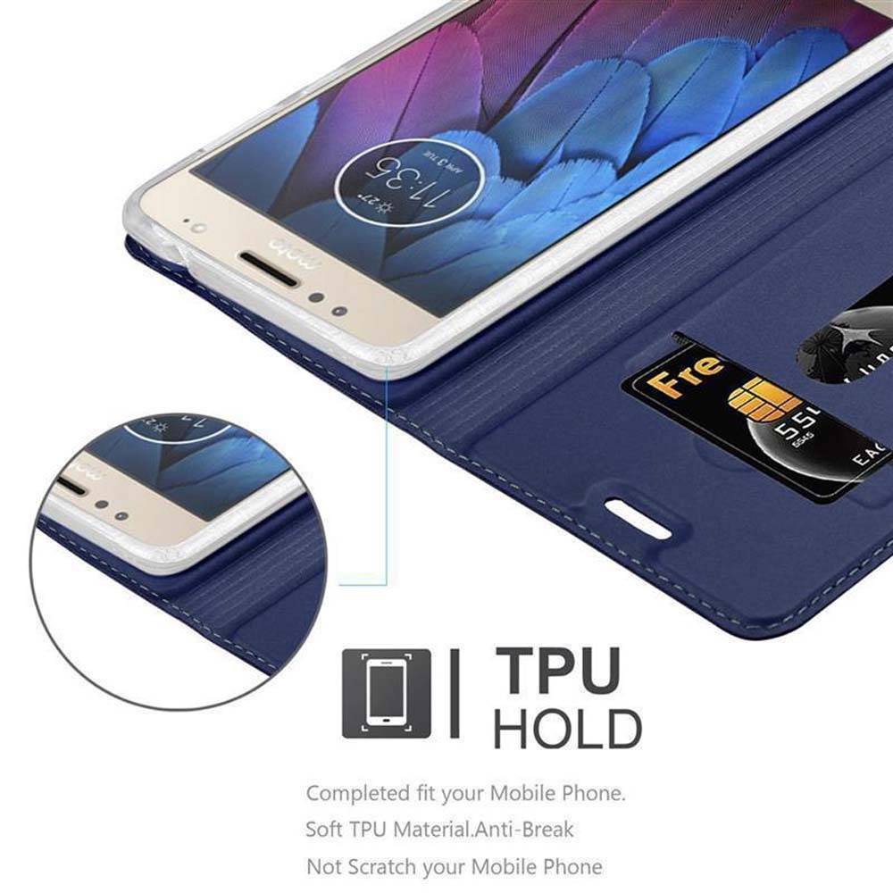 Cadorabo Handyhülle für Motorola MOTO G5S PLUS Schutz Hülle in Blau Cover Etui Book Case Booklet