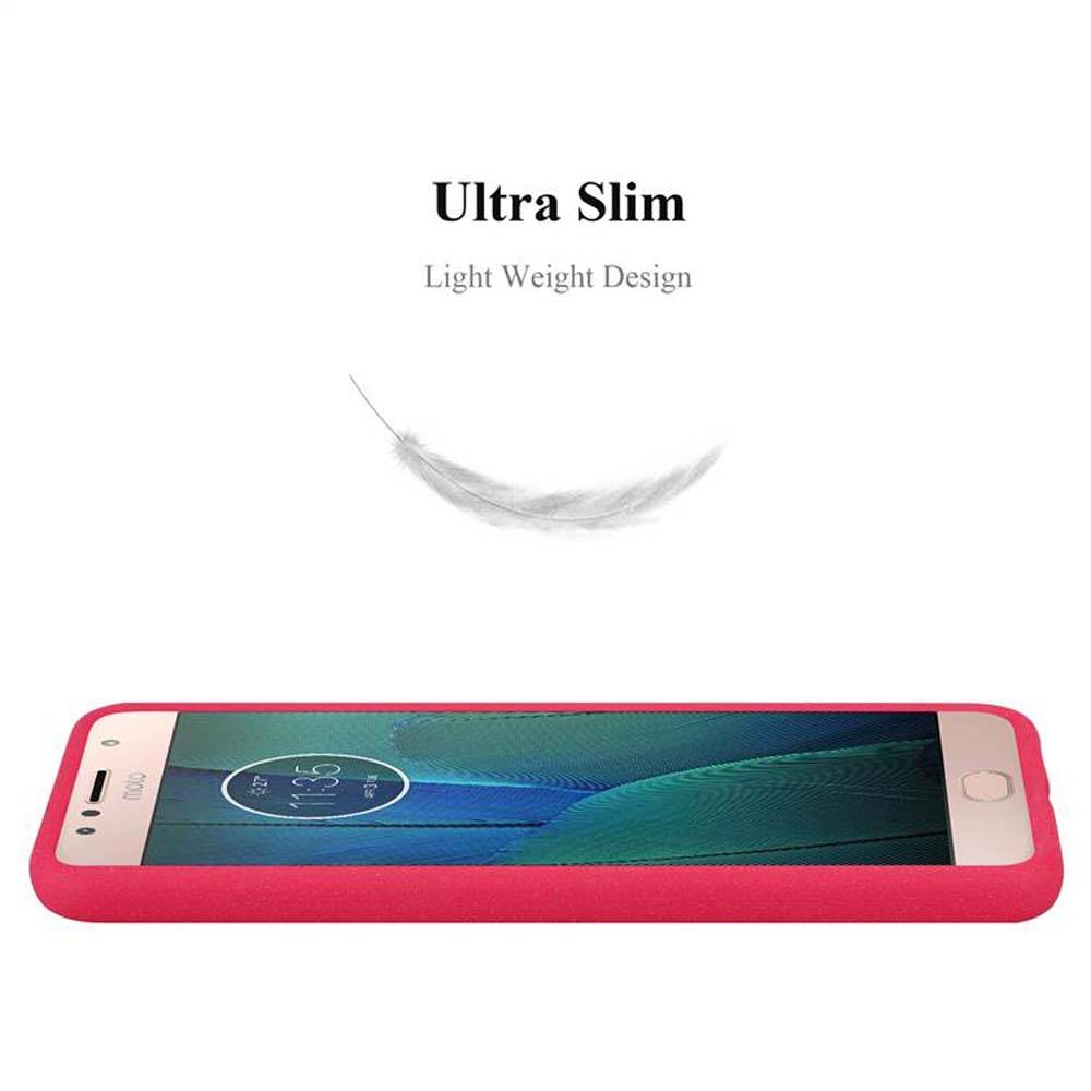 Cadorabo Schutzhülle für Motorola MOTO G5S PLUS Hülle in Rot Handyhülle TPU Etui Cover Case