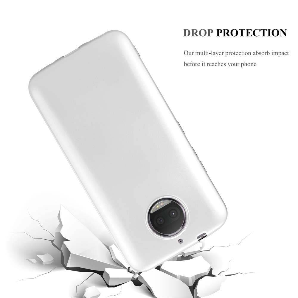 Cadorabo Schutzhülle für Motorola MOTO G5S PLUS Hülle in Silber Handyhülle TPU Silikon Etui Cover Case