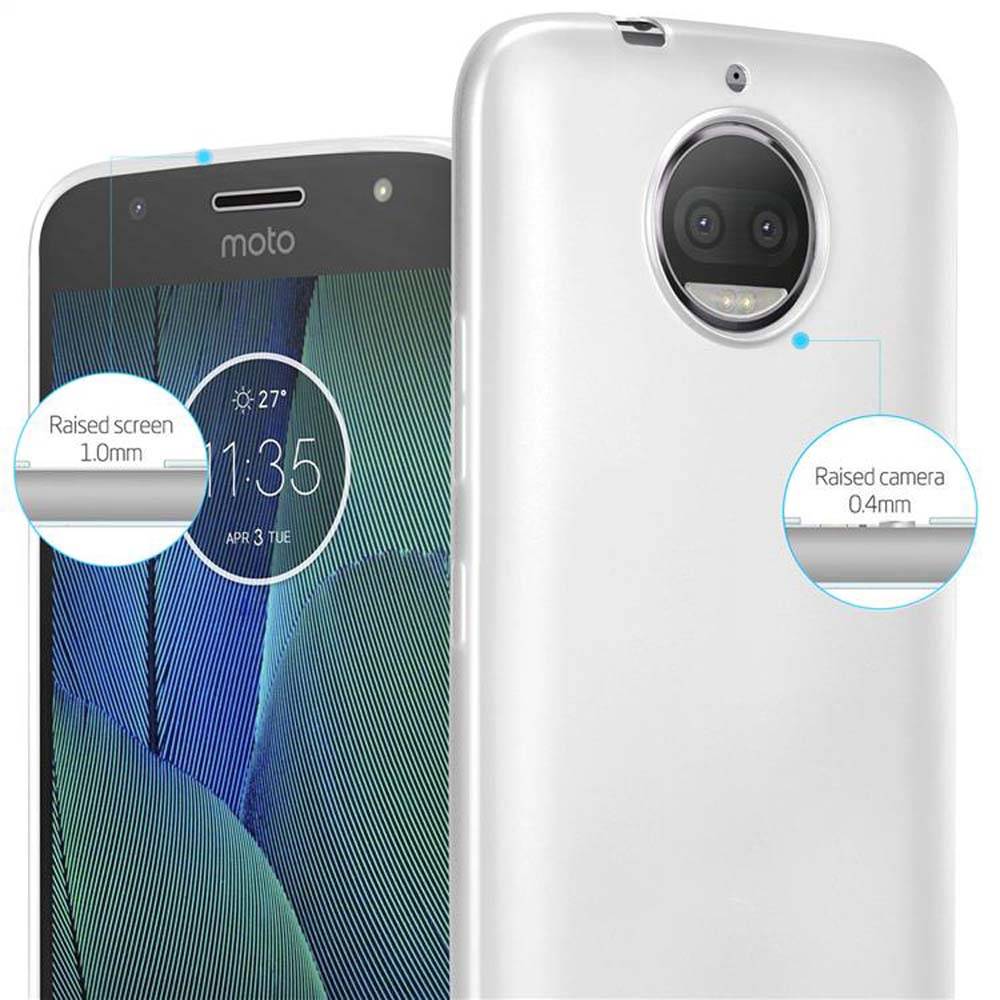 Cadorabo Schutzhülle für Motorola MOTO G5S PLUS Hülle in Silber Handyhülle TPU Silikon Etui Cover Case