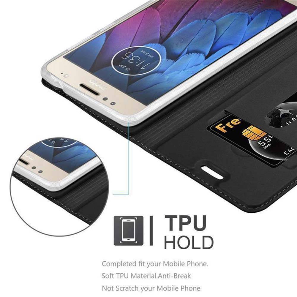 Cadorabo Handyhülle für Motorola MOTO G5S PLUS Schutz Hülle in Schwarz Cover Etui Book Case Booklet
