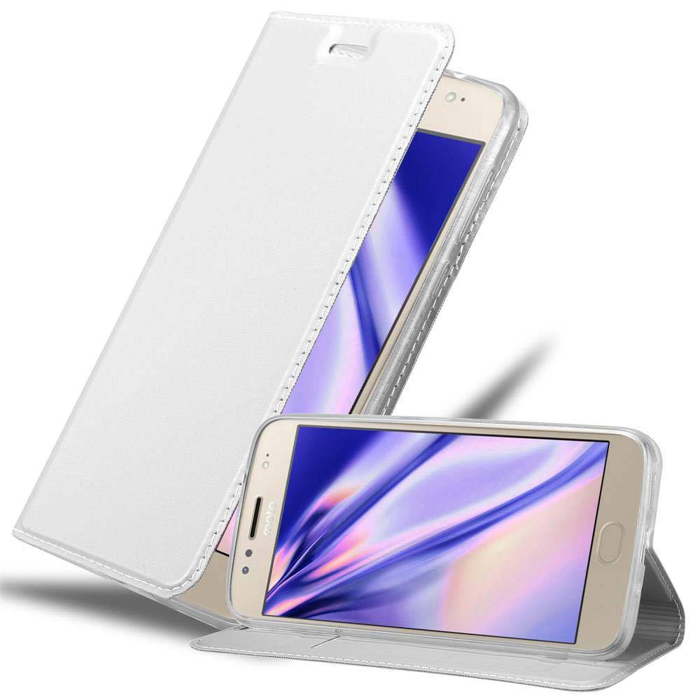 Cadorabo Handyhülle für Motorola MOTO G5S PLUS Schutz Hülle in Silber Cover Etui Book Case Booklet
