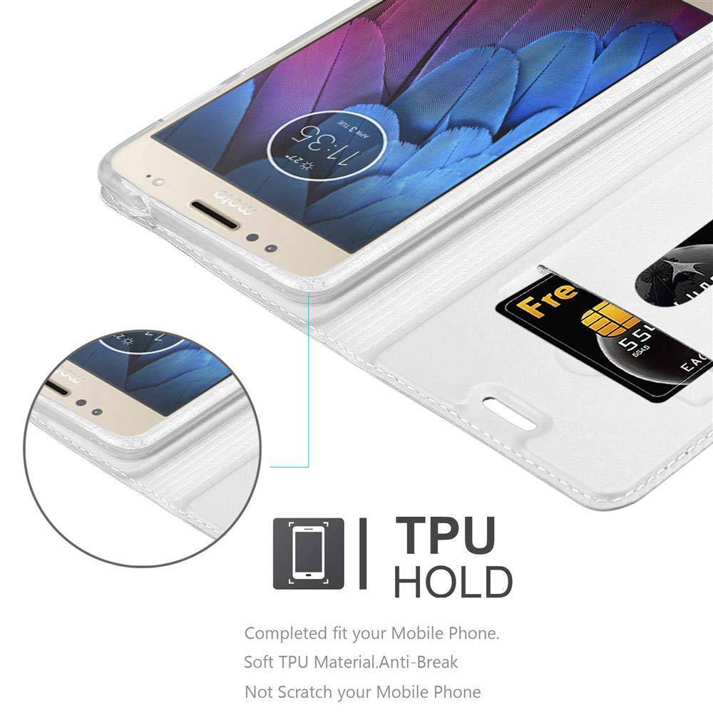Cadorabo Handyhülle für Motorola MOTO G5S PLUS Schutz Hülle in Silber Cover Etui Book Case Booklet