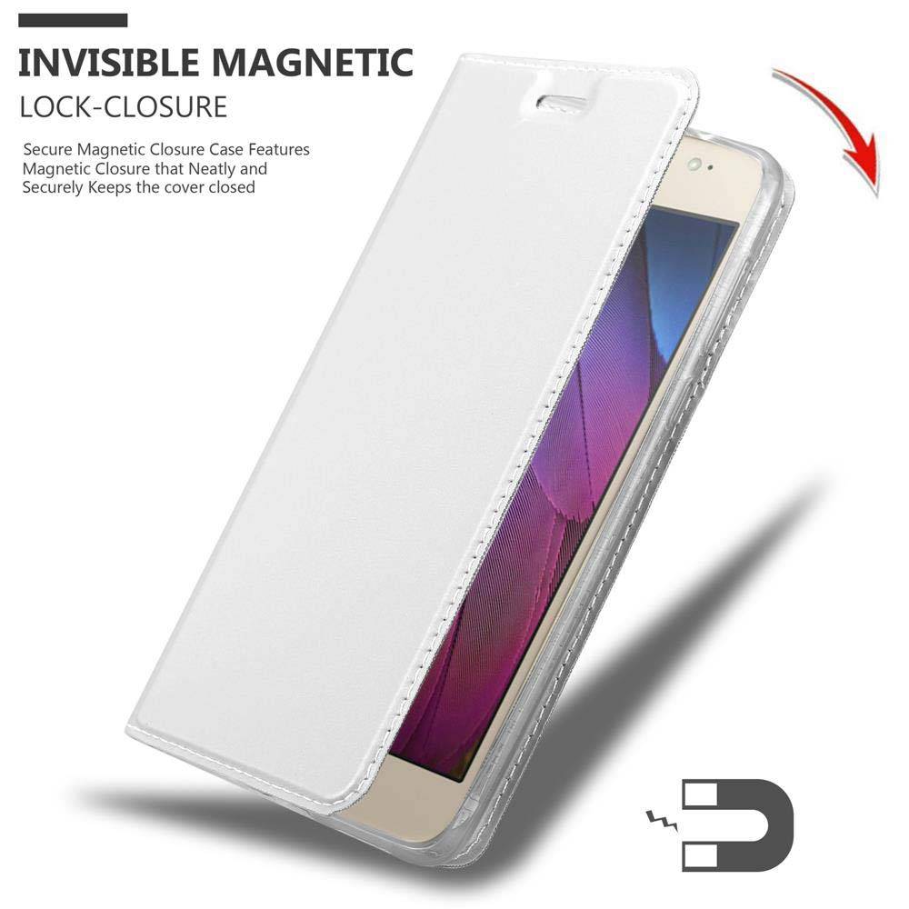 Cadorabo Handyhülle für Motorola MOTO G5S PLUS Schutz Hülle in Silber Cover Etui Book Case Booklet