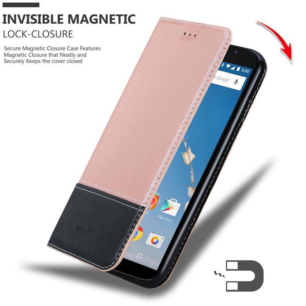 Cadorabo Hülle für Motorola Google NEXUS 6 Schutzhülle in Rosa SHandyhülle Book Case Etui Kunstleder