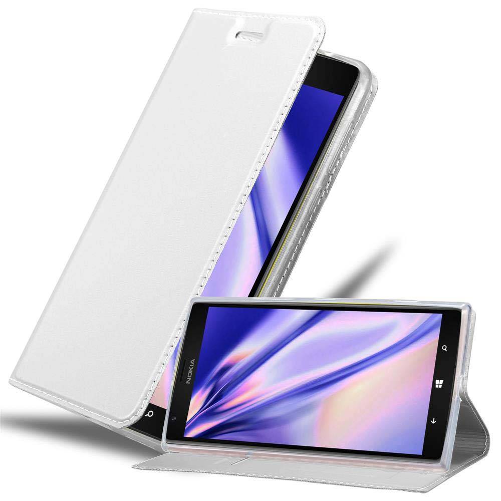 Cadorabo Handyhülle für Nokia Lumia 1520 Schutz Hülle in Silber Cover Etui Book Case Booklet