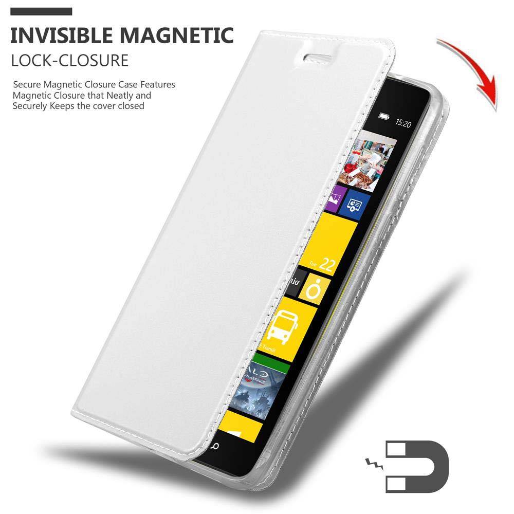 Cadorabo Handyhülle für Nokia Lumia 1520 Schutz Hülle in Silber Cover Etui Book Case Booklet
