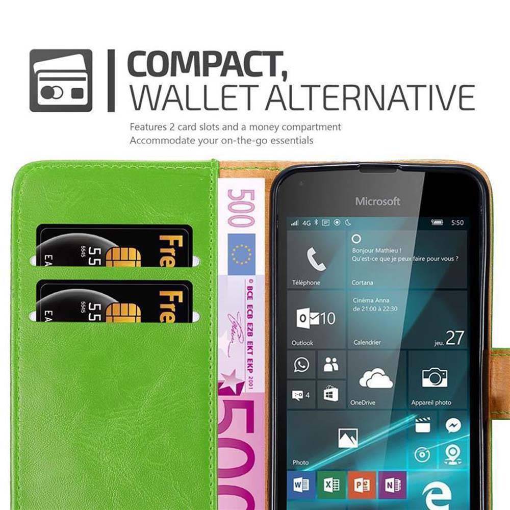 Cadorabo Hülle für Nokia Lumia 550 Schutzhülle in Grün Handyhülle Book Tasche Case Etui Luxury