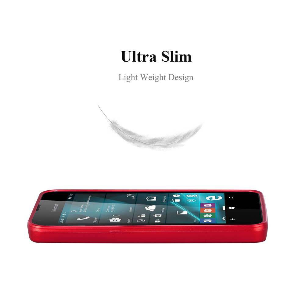 Cadorabo Schutzhülle für Nokia Lumia 550 Hülle in Rot Handyhülle TPU Silikon Etui Cover Case