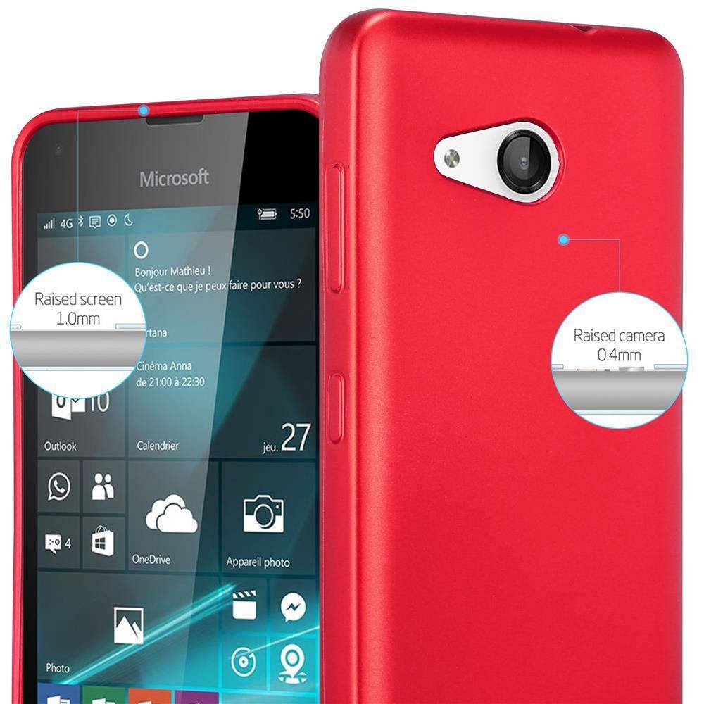 Cadorabo Schutzhülle für Nokia Lumia 550 Hülle in Rot Handyhülle TPU Silikon Etui Cover Case