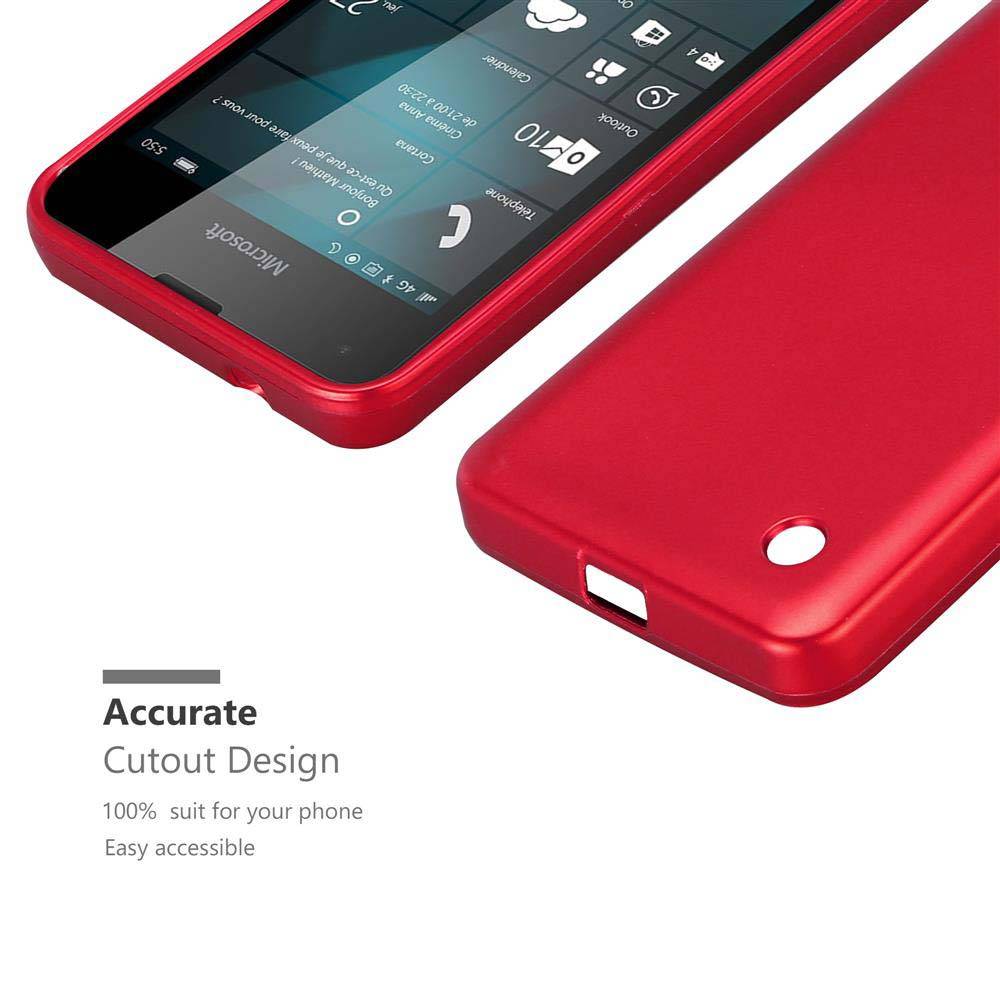 Cadorabo Schutzhülle für Nokia Lumia 550 Hülle in Rot Handyhülle TPU Silikon Etui Cover Case