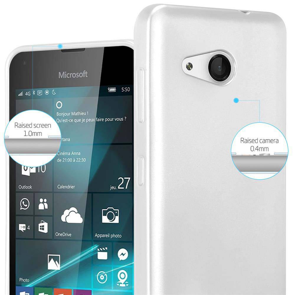 Cadorabo Schutzhülle für Nokia Lumia 550 Hülle in Silber Handyhülle TPU Silikon Etui Cover Case