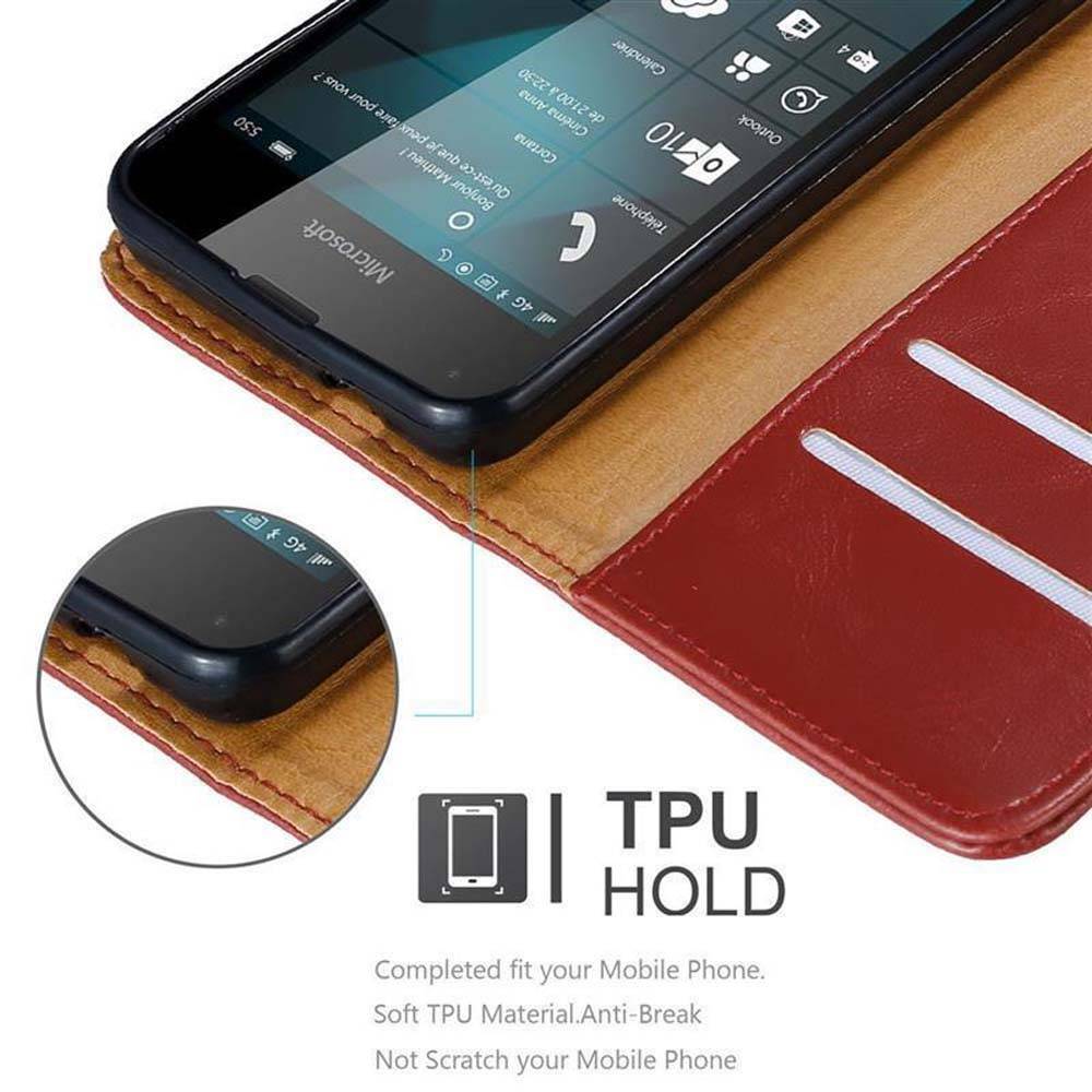 Cadorabo Hülle für Nokia Lumia 550 Schutzhülle in Rot Handyhülle Book Tasche Case Etui Luxury