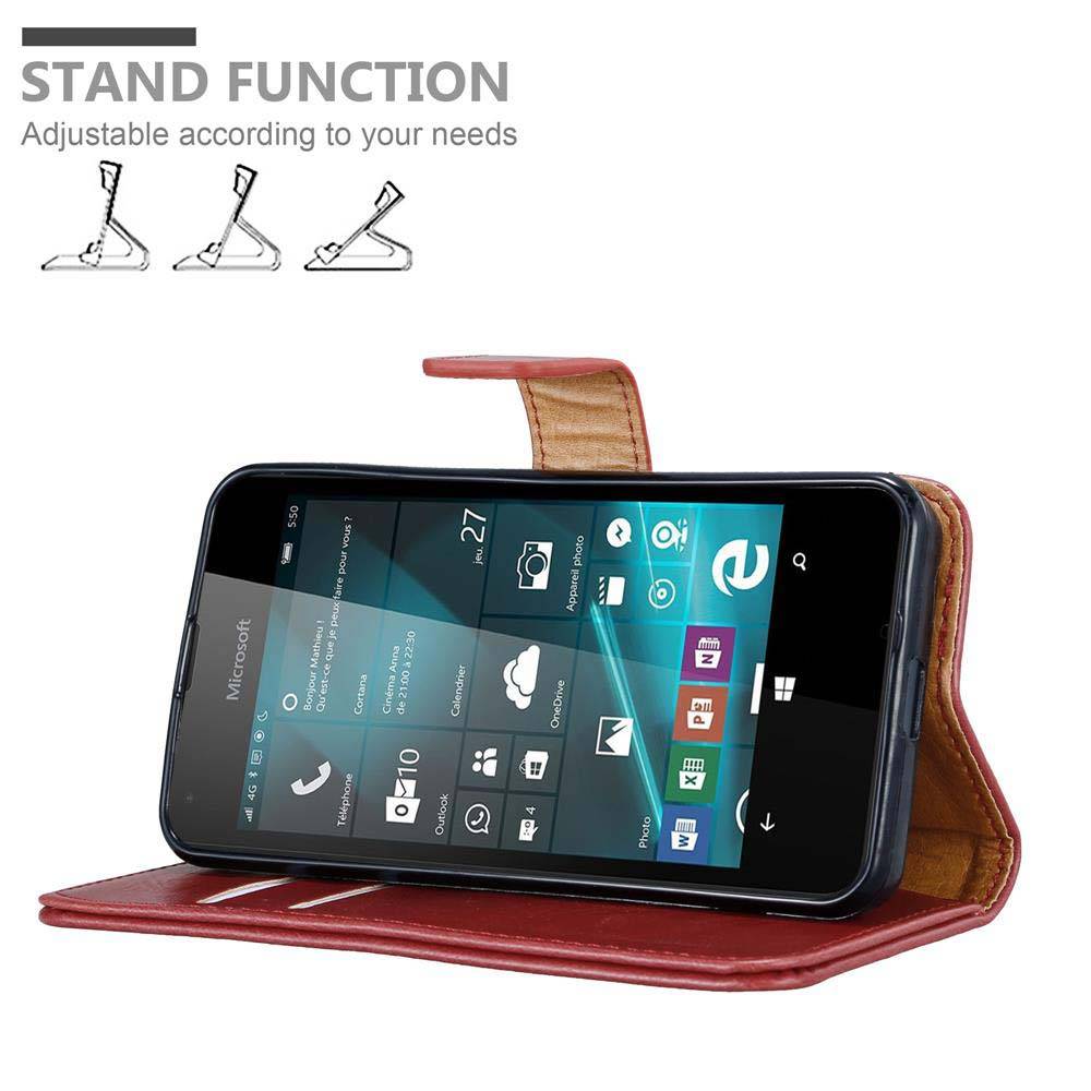 Cadorabo Hülle für Nokia Lumia 550 Schutzhülle in Rot Handyhülle Book Tasche Case Etui Luxury
