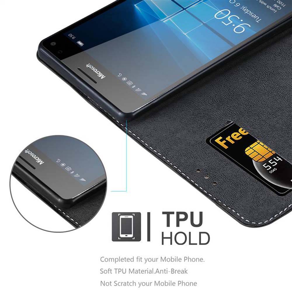 Cadorabo Hülle für Nokia Lumia 950 XL Schutzhülle in Schwarz SHandyhülle Book Case Etui Kunstleder