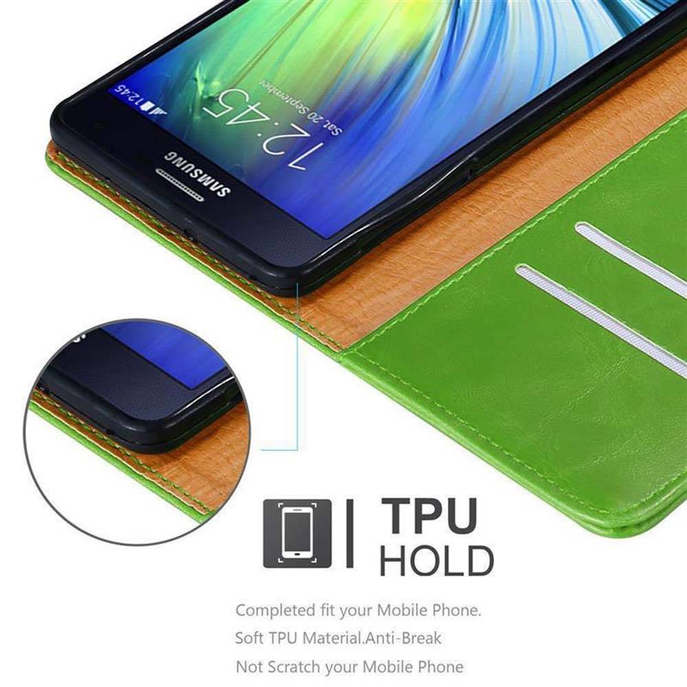 Cadorabo Hülle für Samsung Galaxy A7 2015 Schutzhülle in Grün Handyhülle Book Tasche Case Etui Luxury