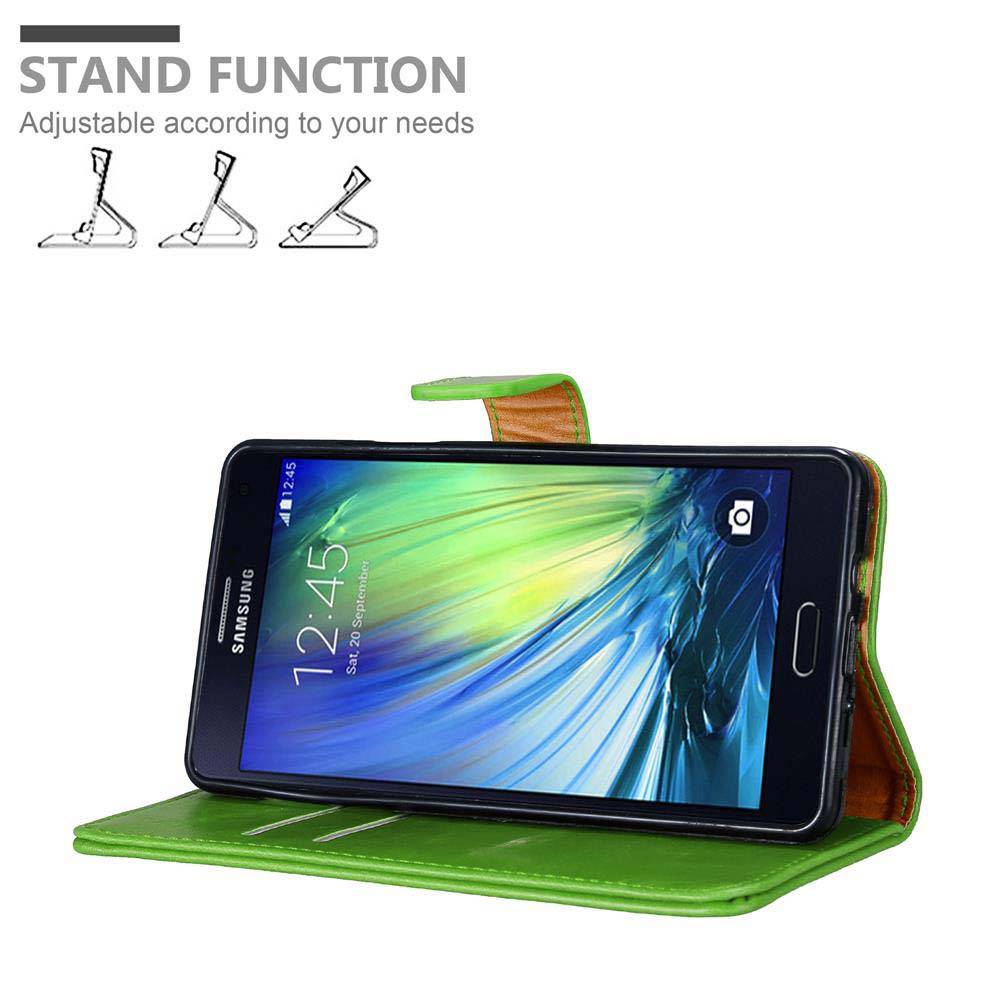 Cadorabo Hülle für Samsung Galaxy A7 2015 Schutzhülle in Grün Handyhülle Book Tasche Case Etui Luxury