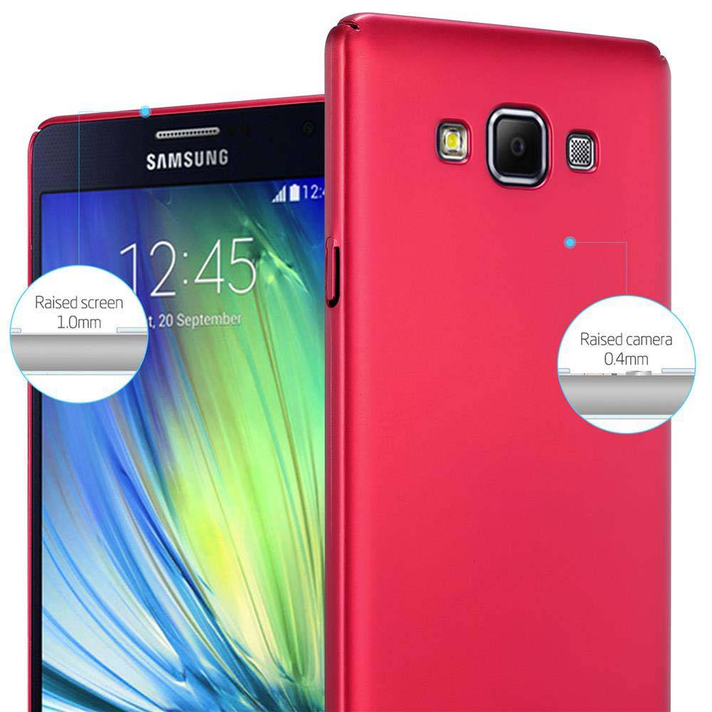 Cadorabo Hülle für Samsung Galaxy A7 2015 Schutzhülle in Rot Hard Case Handy Hülle Etui