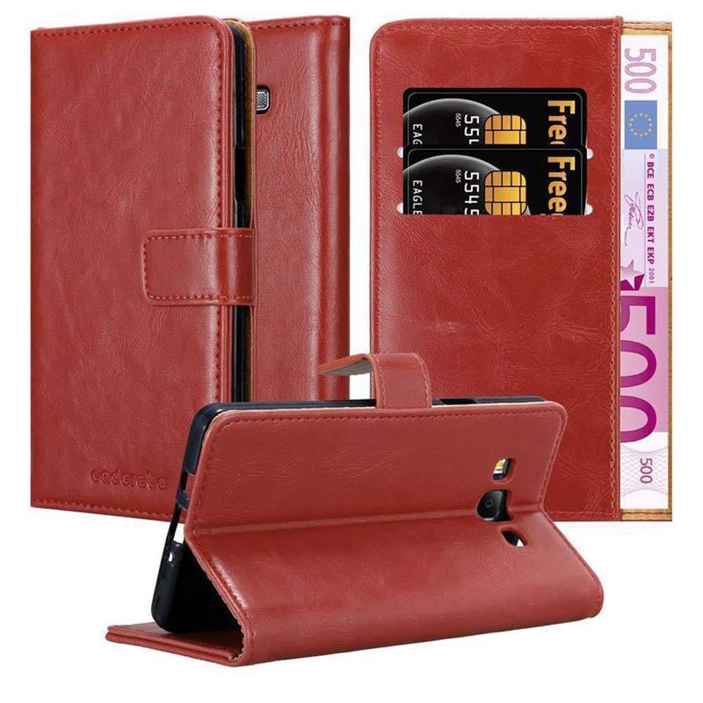 Cadorabo Hülle für Samsung Galaxy A7 2015 Schutzhülle in Rot Handyhülle Book Tasche Case Etui Luxury