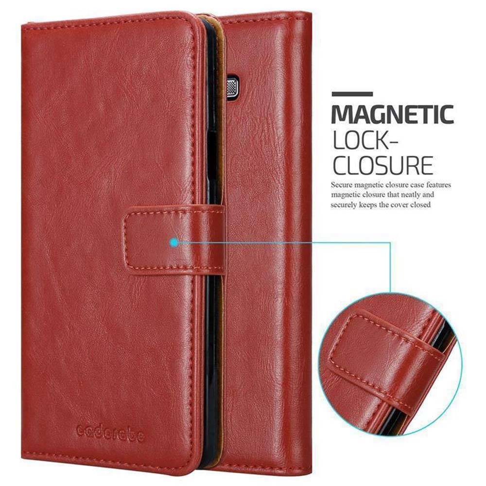 Cadorabo Hülle für Samsung Galaxy A7 2015 Schutzhülle in Rot Handyhülle Book Tasche Case Etui Luxury