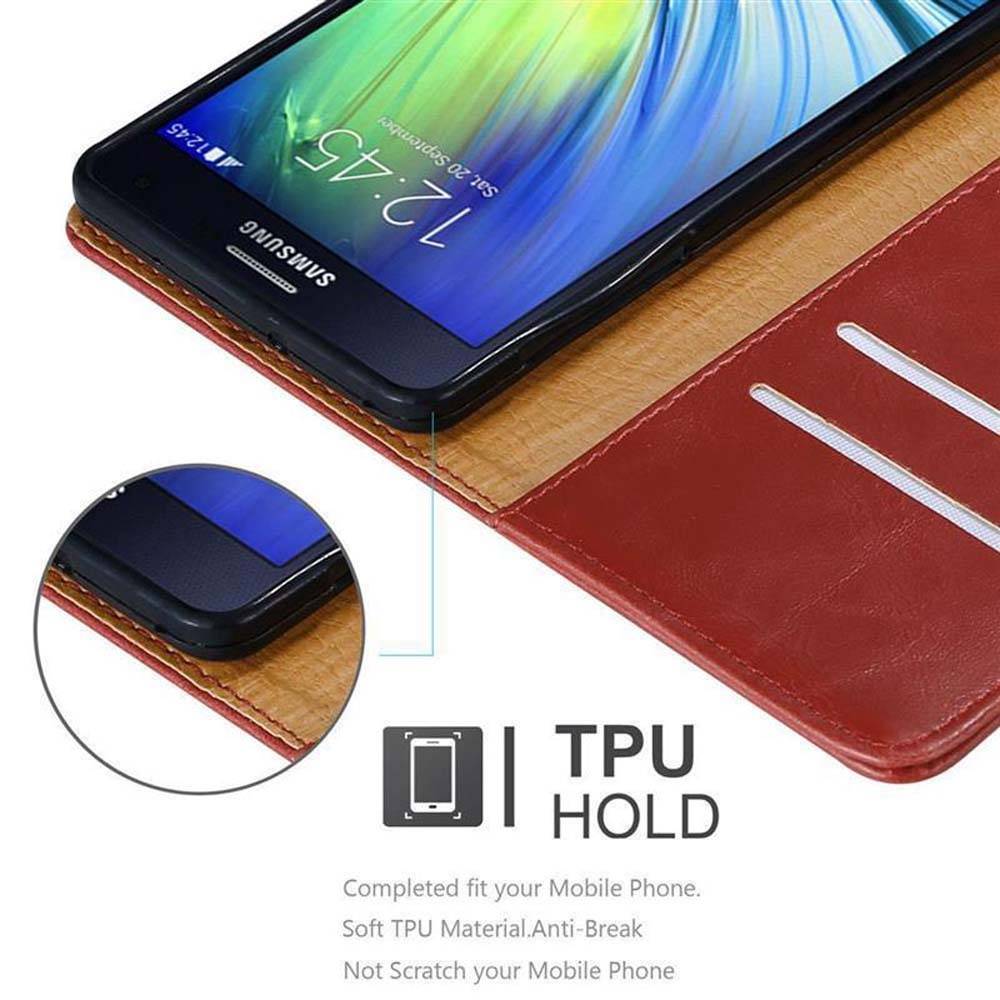 Cadorabo Hülle für Samsung Galaxy A7 2015 Schutzhülle in Rot Handyhülle Book Tasche Case Etui Luxury