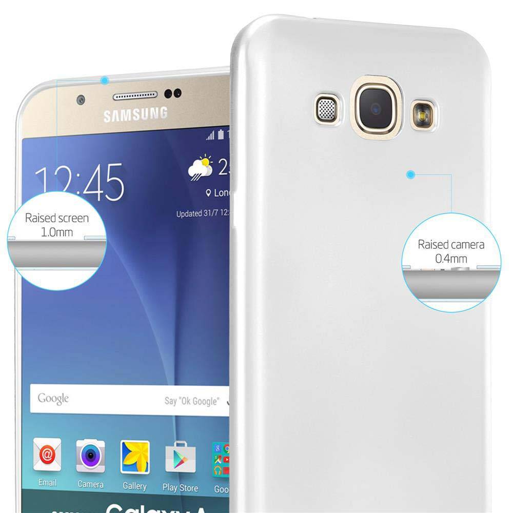 Cadorabo Schutzhülle für Samsung Galaxy A8 2015 Hülle in Silber Handyhülle TPU Silikon Etui Cover Case