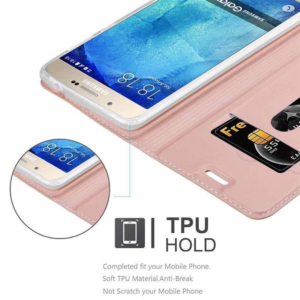 Cadorabo Handyhülle für Samsung Galaxy A8 2015 Schutz Hülle in Rosa Cover Etui Book Case Booklet