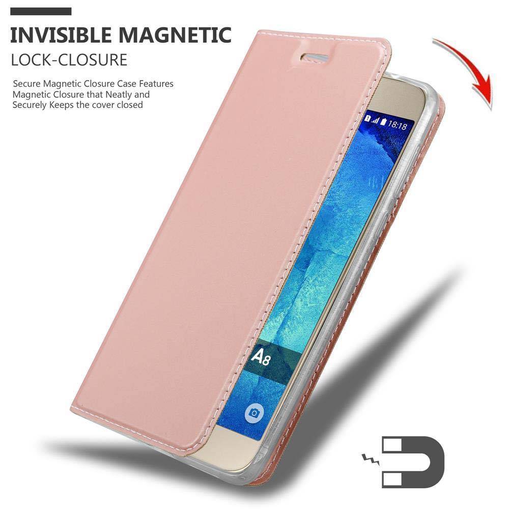 Cadorabo Handyhülle für Samsung Galaxy A8 2015 Schutz Hülle in Rosa Cover Etui Book Case Booklet