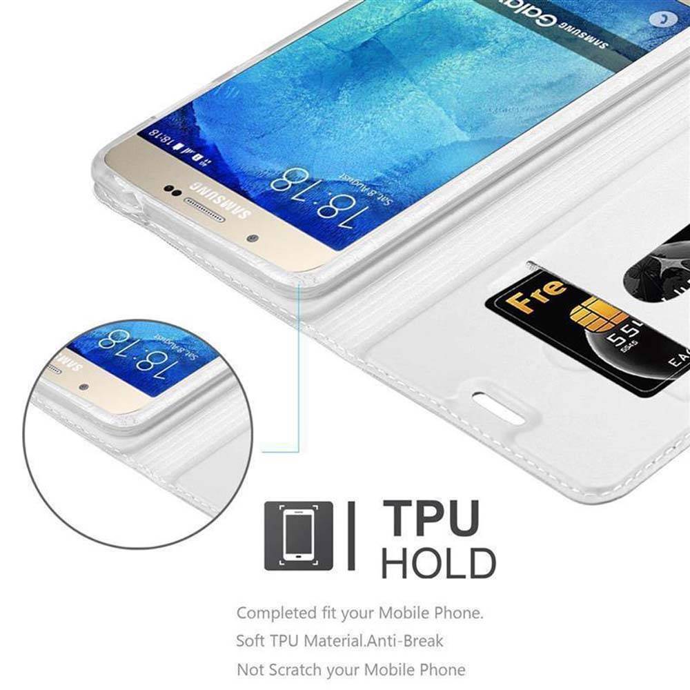 Cadorabo Handyhülle für Samsung Galaxy A8 2015 Schutz Hülle in Silber Cover Etui Book Case Booklet