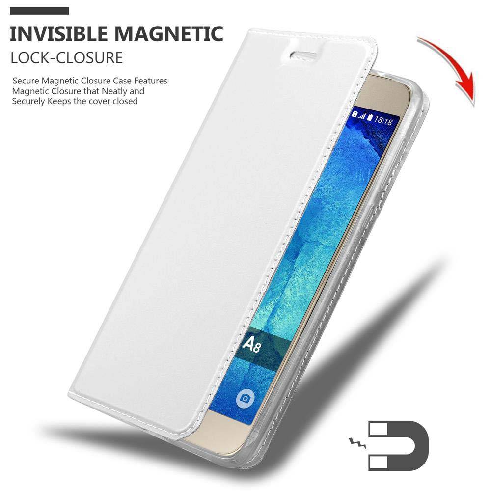 Cadorabo Handyhülle für Samsung Galaxy A8 2015 Schutz Hülle in Silber Cover Etui Book Case Booklet
