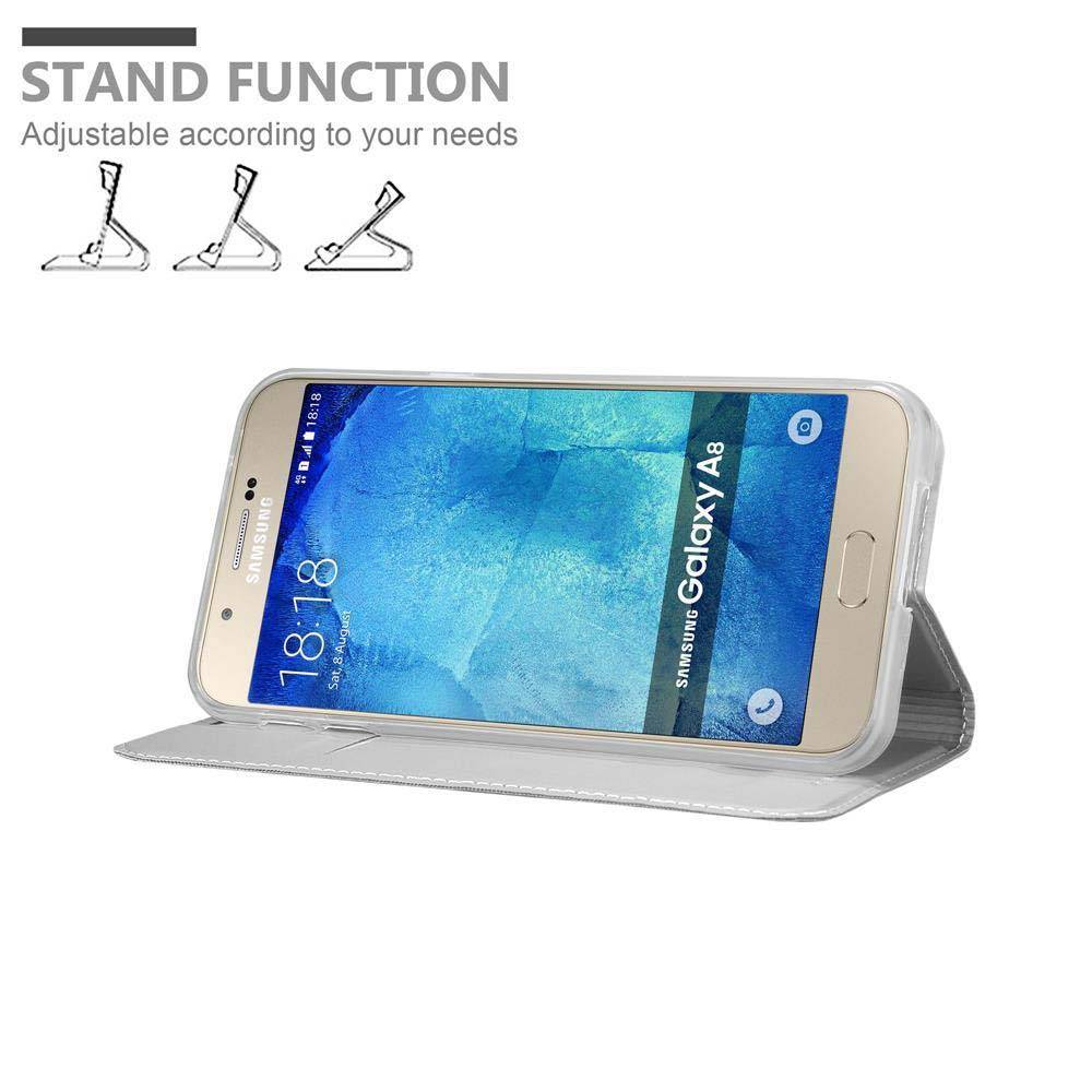 Cadorabo Handyhülle für Samsung Galaxy A8 2015 Schutz Hülle in Silber Cover Etui Book Case Booklet
