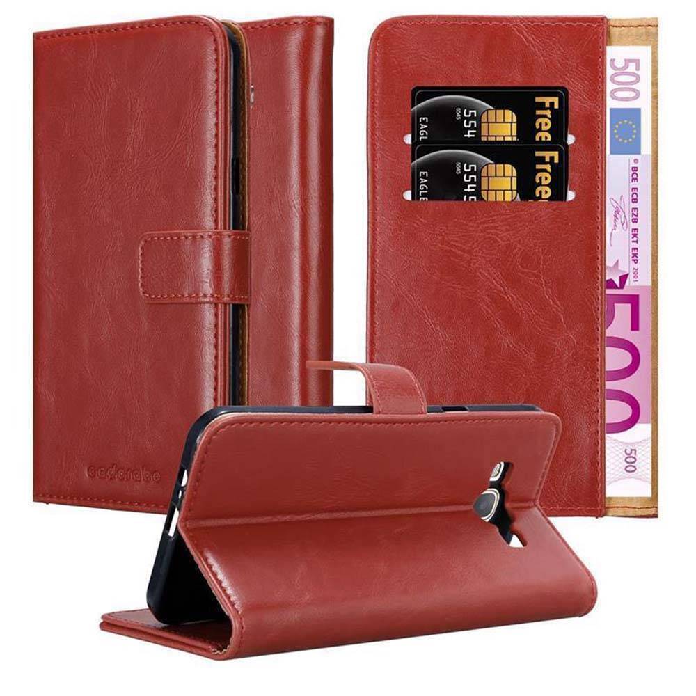 Cadorabo Hülle für Samsung Galaxy A8 2015 Schutzhülle in Rot Handyhülle Book Tasche Case Etui Luxury