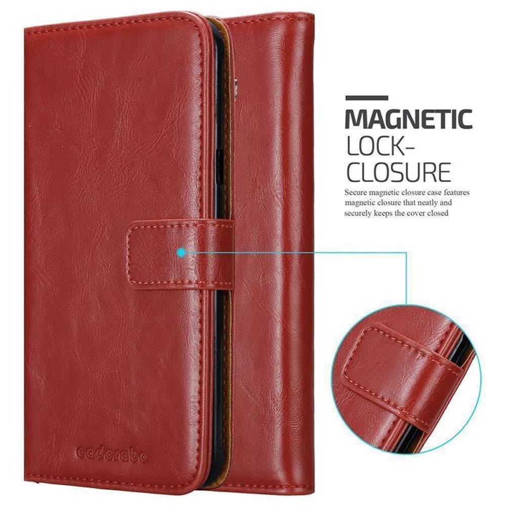 Cadorabo Hülle für Samsung Galaxy A8 2015 Schutzhülle in Rot Handyhülle Book Tasche Case Etui Luxury