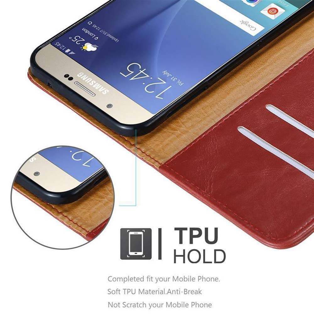 Cadorabo Hülle für Samsung Galaxy A8 2015 Schutzhülle in Rot Handyhülle Book Tasche Case Etui Luxury