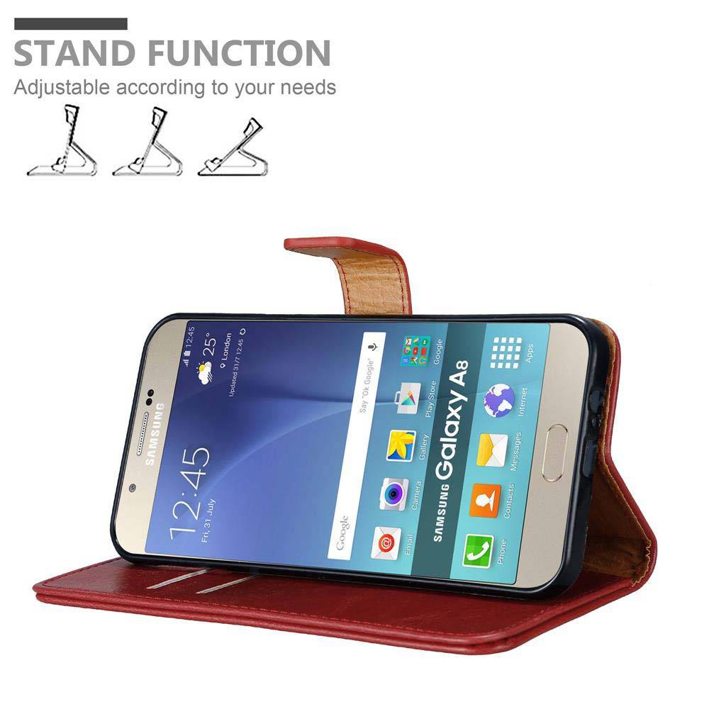Cadorabo Hülle für Samsung Galaxy A8 2015 Schutzhülle in Rot Handyhülle Book Tasche Case Etui Luxury