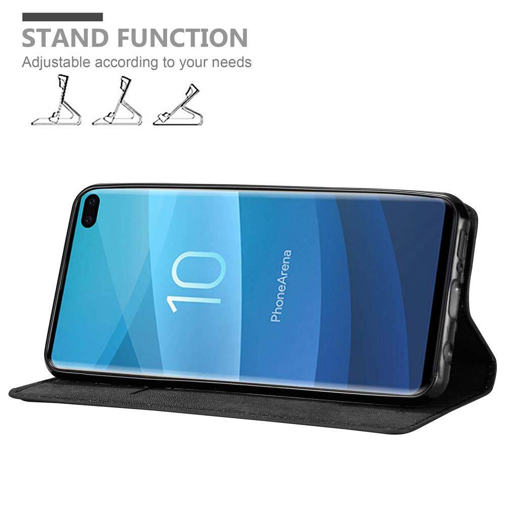 Cadorabo Hülle für Samsung Galaxy S10 PLUS Schutz Hülle in Schwarz Handyhülle Etui Case Cover Magnetverschluss