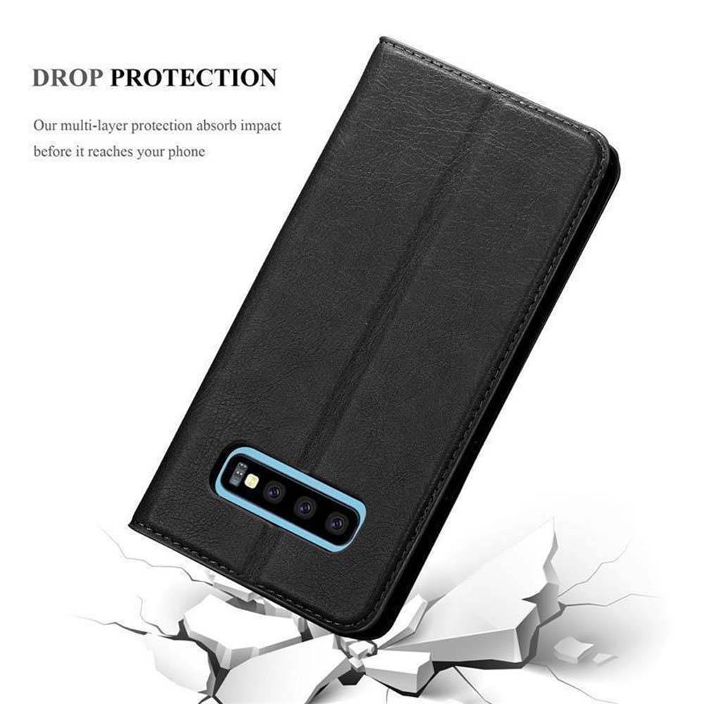 Cadorabo Hülle für Samsung Galaxy S10 PLUS Schutz Hülle in Schwarz Handyhülle Etui Case Cover Magnetverschluss