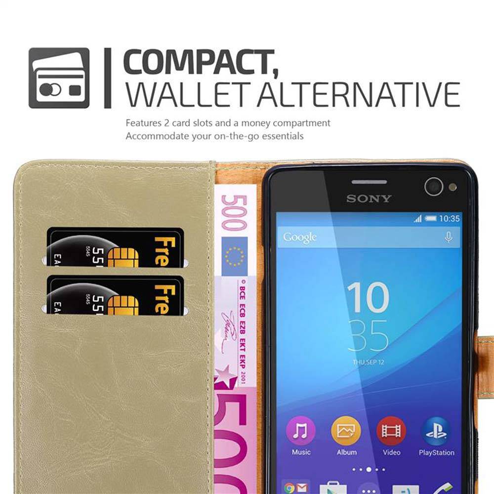 Cadorabo Hülle für Sony Xperia C4 Schutzhülle in Braun Handyhülle Book Tasche Case Etui Luxury