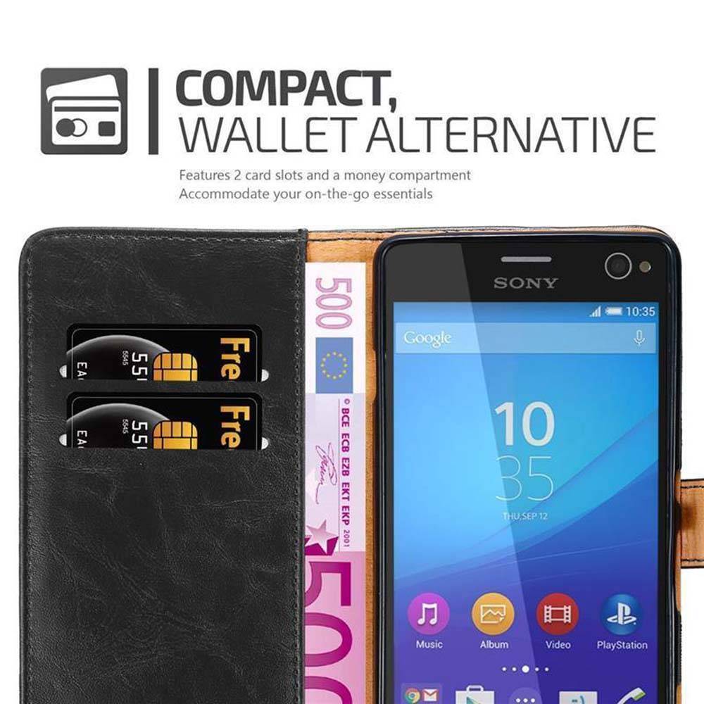 Cadorabo Hülle für Sony Xperia C4 Schutzhülle in Schwarz Handyhülle Book Tasche Case Etui Luxury