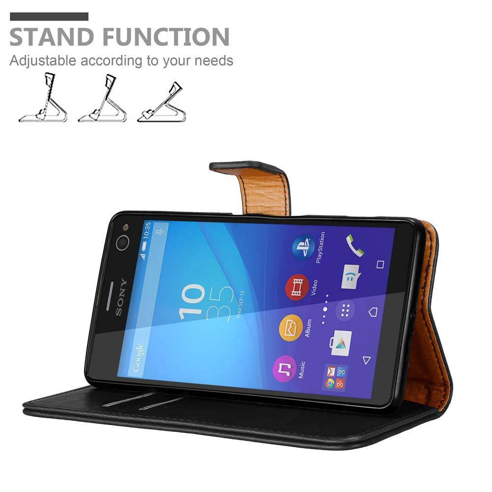 Cadorabo Hülle für Sony Xperia C4 Schutzhülle in Schwarz Handyhülle Book Tasche Case Etui Luxury